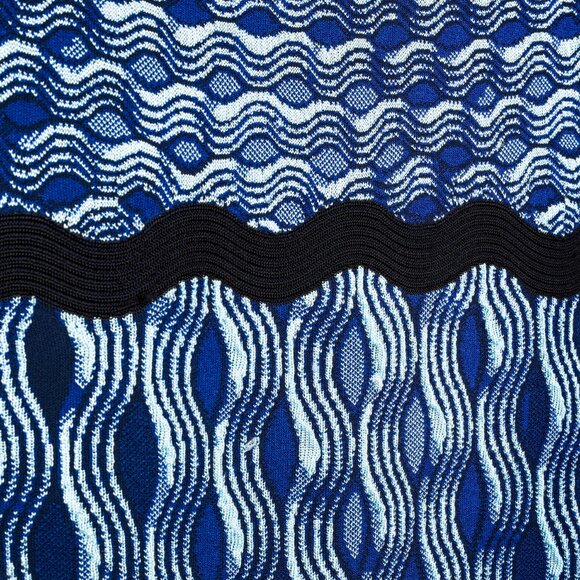 Mary Katrantzou PF/16 Swisher Blue Sleeveless Wavy Print Knit Dress - Picture 6 of 12